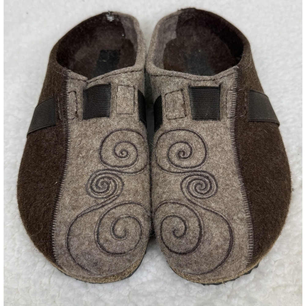 Haflinger Slipper Shoes Size 39 Brown Wool Clog Swirl House Non-Slip‎ Cozy